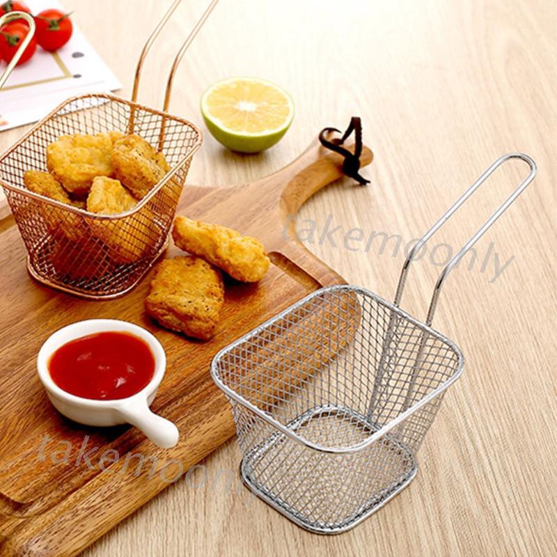 Rổ Inox Hình Chữ Nhật Chiên Khoai Tây Chiên Chuyên Nghiệp