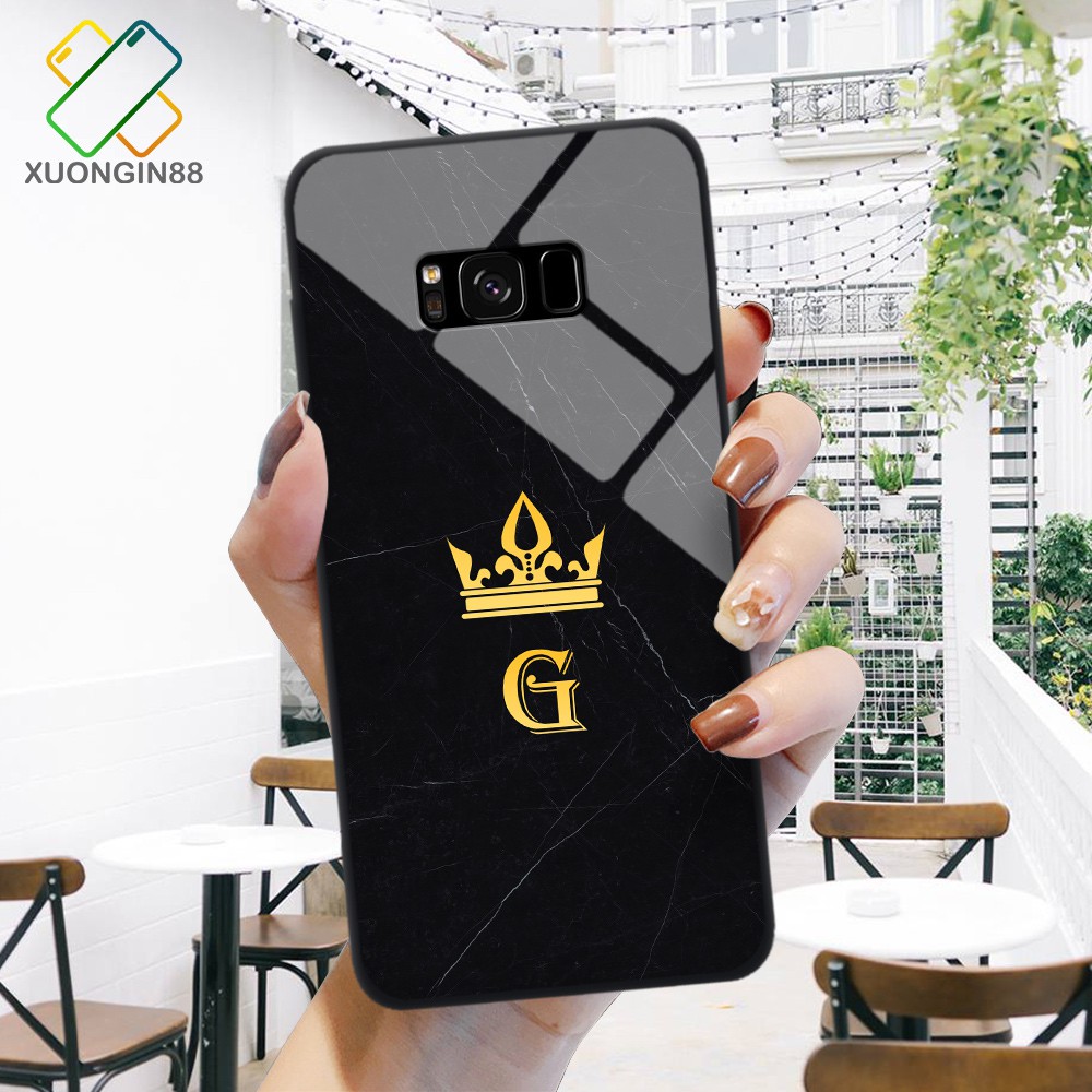 Ốp lưng kính Samsung S8 / S8+ plus in hình chữ cái vân đá cẩm thạch