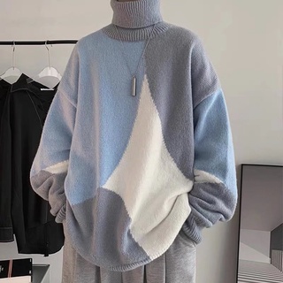 Áo Sweater Len Dệt Kim Cổ Lọ Dáng Rộng Phong Cách Thời Trang Hàn Quốc Cho Nam Giới áo len cao cổ form rộng áo len nữ áo len kiểu