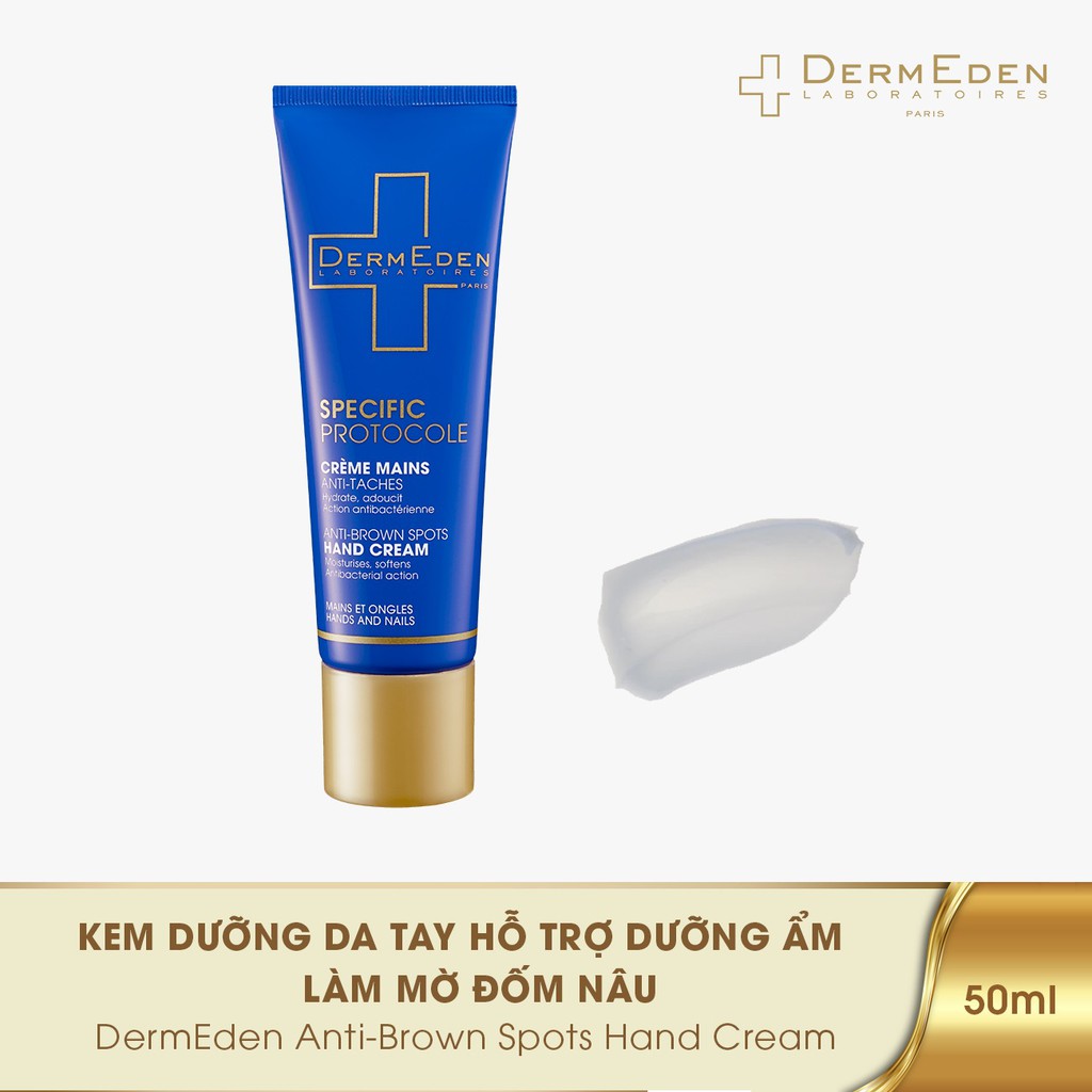 Kem dưỡng da tay làm mềm da và mờ đốm nâu DERMEDEN ANTI-BROWN SPOTS HAND CREAM Niacinamide 5%+ HA 1% 50ml