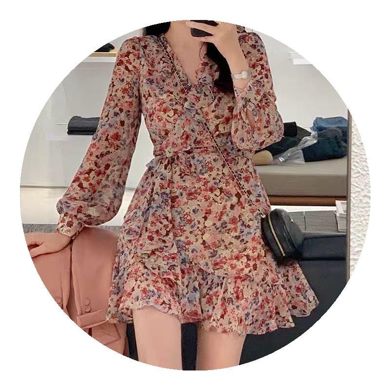 Đầm Tay Dài Cổ Chữ V Thời Trang Nữ Tính