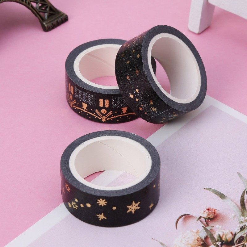 Cuộn Băng Keo Dán Trang Trí In Họa Tiết Trăng Đen 1.5cm X 5m