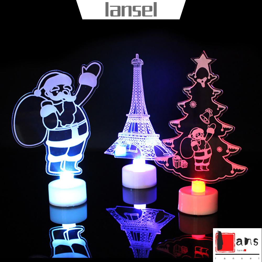 ❤LANSEL❤ Cute Night Light Children Led Light Santa Claus Lamp Festival Christmas Tree Hallway Acrylic Decoration Bedroom Decoration