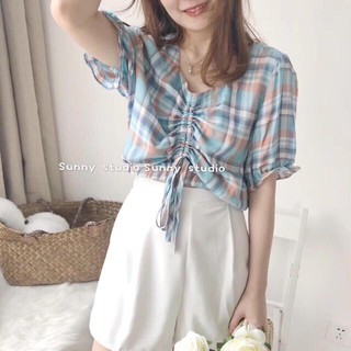 Áo sơ mi kẻ rút ngực sỉ