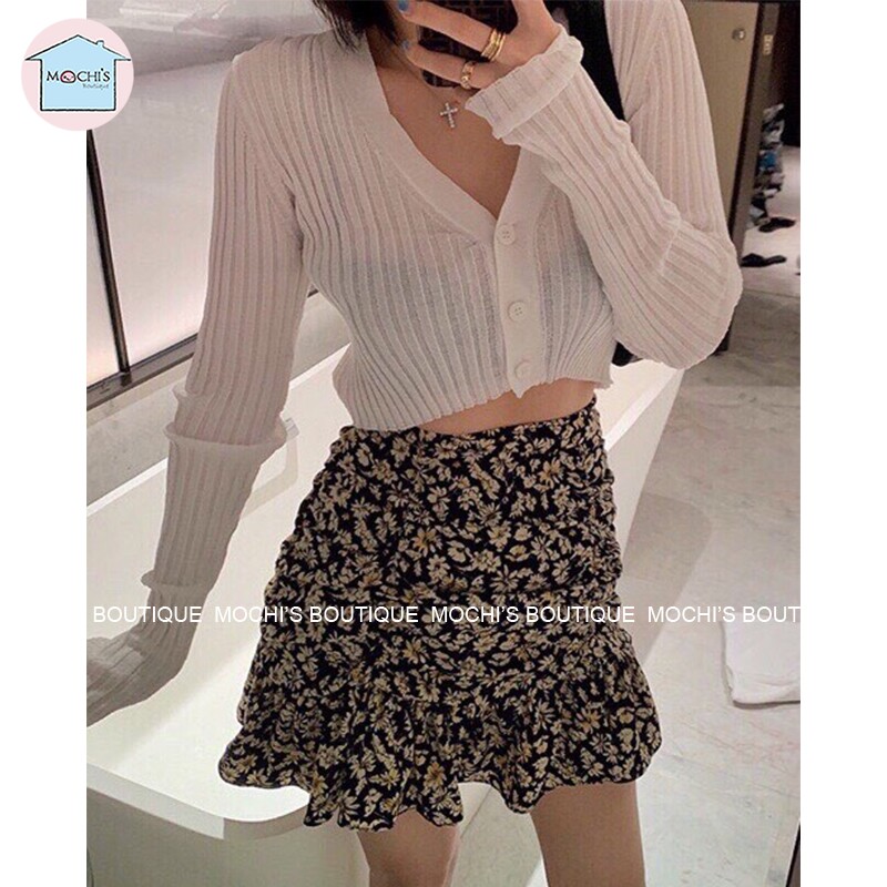 Set đồ nữ cá tính áo croptop thu đông chân váy đuôi cá, set đồ nữ croptop thu đông-Hàng mới về chân váy xanh đậm-M009