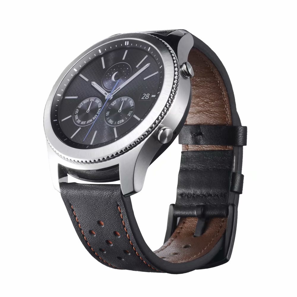 22mm Plum Hole Genuine Leather Strap For Samsung Galaxy Watch 3 45mm Band Gear S3 Galaxy Watch 46mm Bracelet For Huawei Watch GT Band