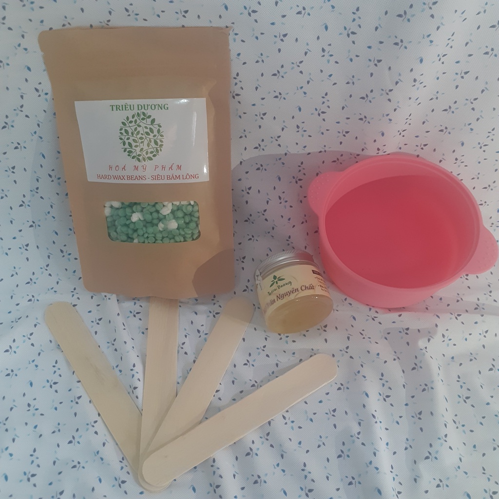 Set Wax: Chén (Bát) chống dính SILICON + Sáp bám lông màu TD + Mỡ trăn 50 (Tặng que lấy sáp)