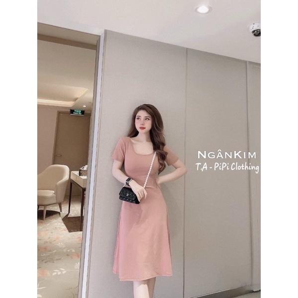 VÁY THUN , VÁY COTTON XOÈ CỔ VUÔNG CHẤT ĐẸP MS17366