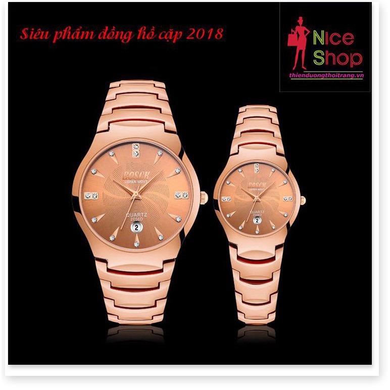 Đồng hồ nam nữ dây thép BOSCK 3 kim thời trang phong cách classic có hiển thị ngày chống nước - DH0133 - Nice