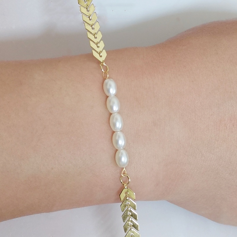 Vòng Tay Ngọc Trai Mạ Bạc Họa Tiết Vảy Cá