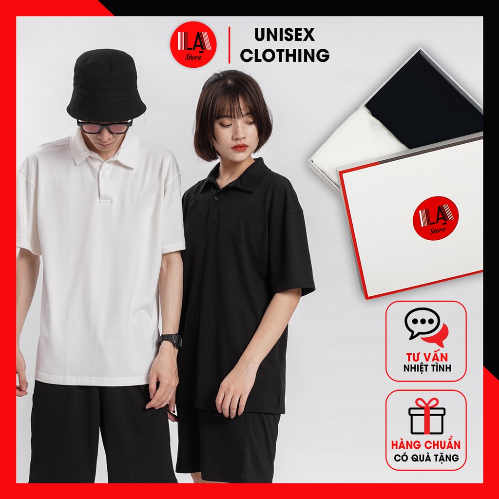 Áo Thun Polo Cổ Trụ Trơn Trắng Đen Unisex Cao Cấp | LẠ STORE