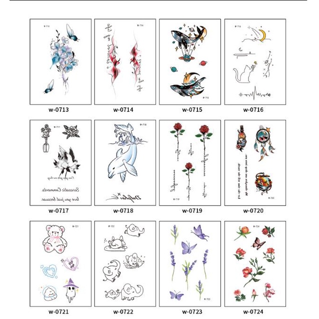 Hình xăm dán hoạt hình bán vĩnh viễn dùng một lần không thấm nước