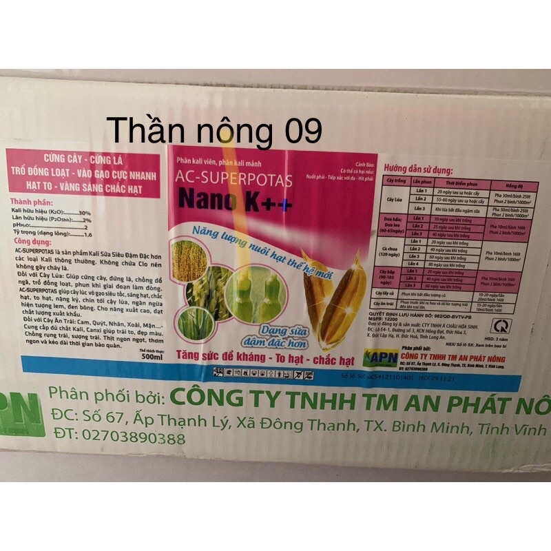 năng lương nuôi hạt nano k++ (chai 500ml)