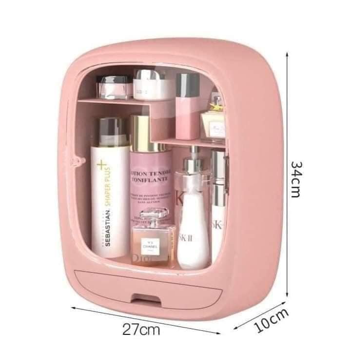 Kệ đựng mỹ phẩm treo tường tủ đồ dán tường nhà tắm 2 ngăn có nắp đậy đa năng Hokori 3635