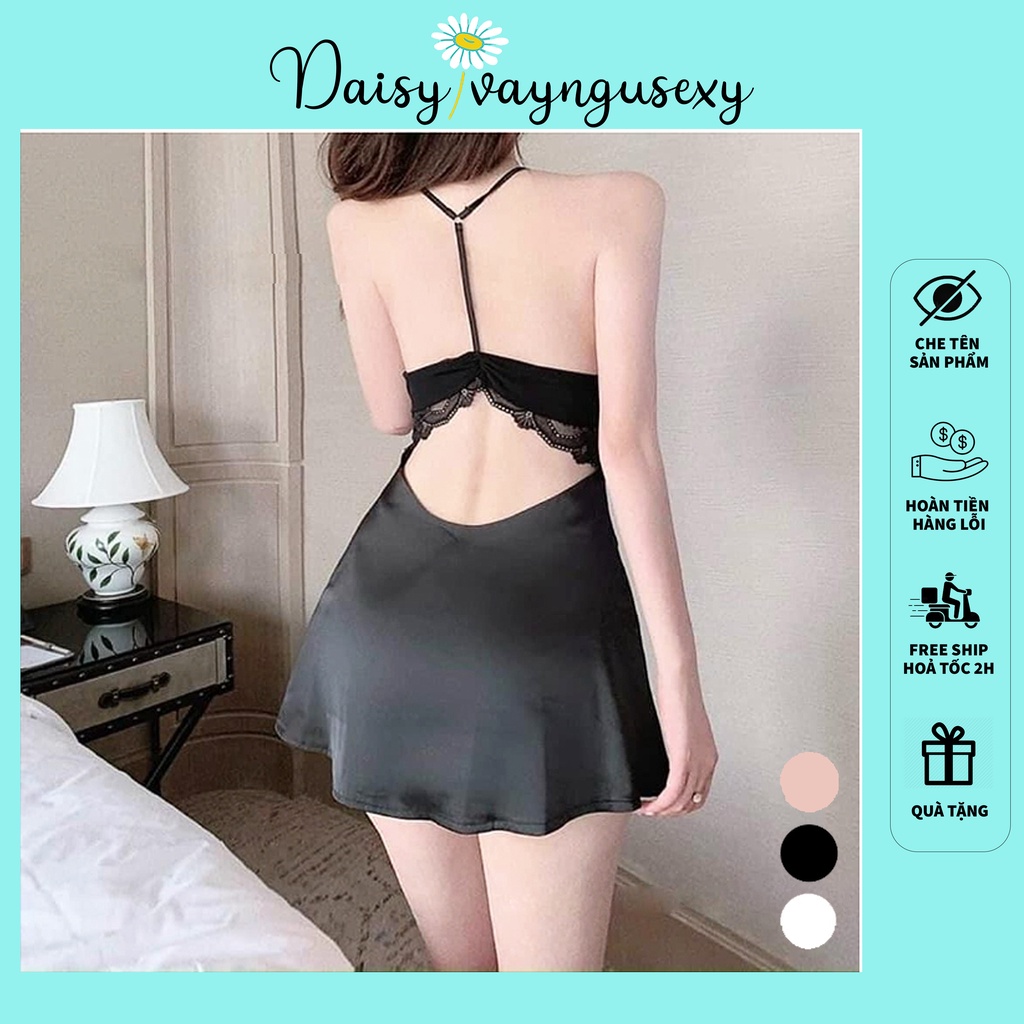 Váy ngủ sexy lụa satin cao cấp, Đầm ngủ 2 dây gợi cảm quyến rũ