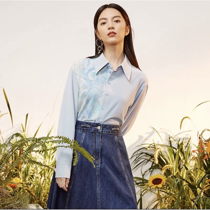 Áo sơ mi xanh Eifini