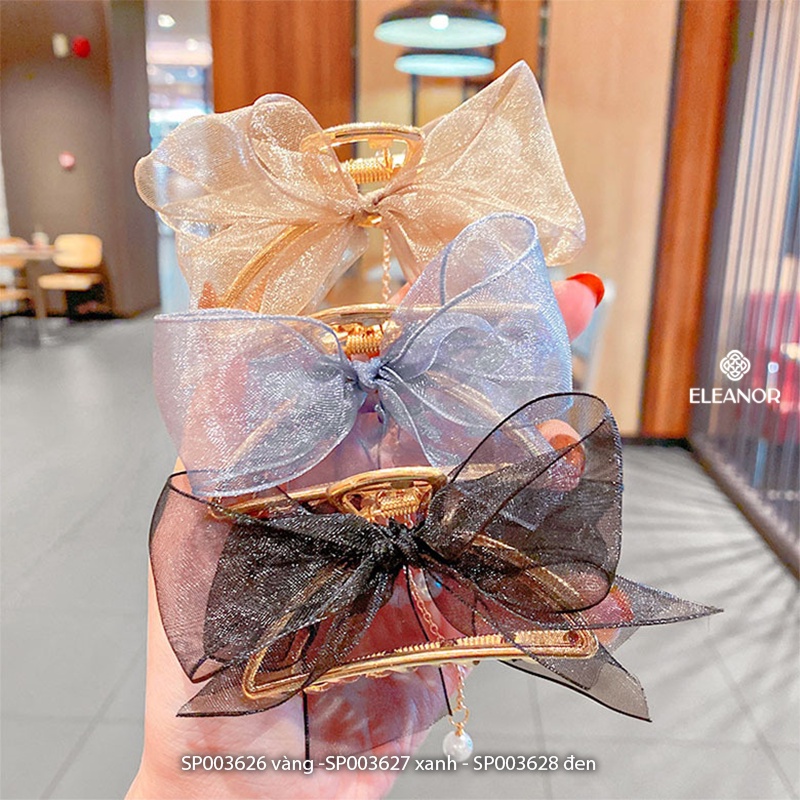 Kẹp tóc nữ càng cua Eleanor Accessories thiết kế nơ vải đính ngọc trai nhân tạo phụ kiện tóc 3626