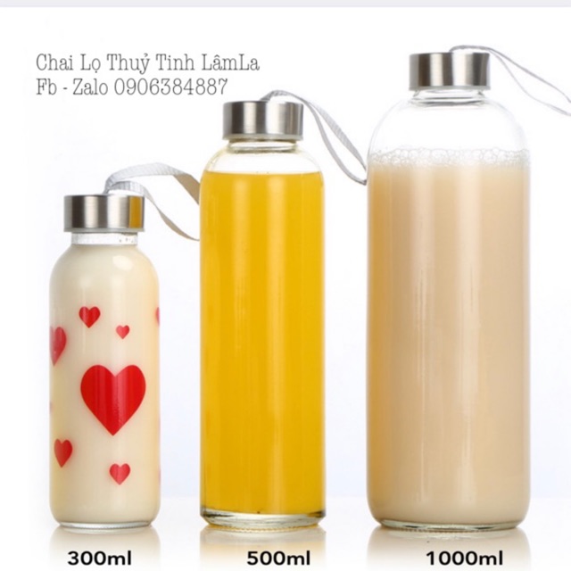 Chai Thuỷ Tinh Nắp Dây - Nắp Nhôm Bạc 300ml - 500ml | BigBuy360 - bigbuy360.vn