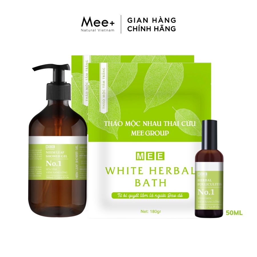 Combo 2 Tắm Trắng + Xịt Viêm Nang Lông 50ml + Sữa Tắm - MEE NATURAL