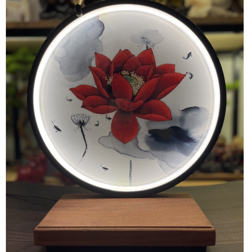 Đèn LED xông trầm có tranh trang trí tượng, tiểu cảnh  - Tự Thanh