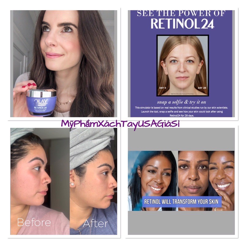 Kem trắng sáng và cấp ẩm da Olay Regenerist Retinol 24 Night Moisturizer Fragrance-Free 48g