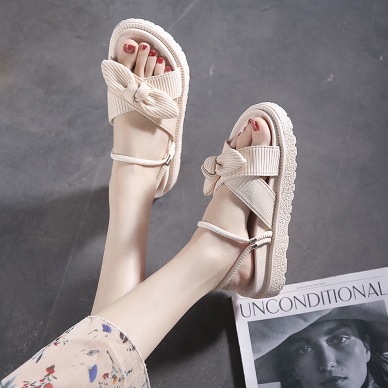 Dép Sandal Đế Phẳng Dày Dặn Phong Cách Thời Trang Mùa Hè 2022 3-5cm Dành Cho Nữ