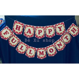 Dây chữ HAPPY FULLMONTH trang trí đầy tháng bé gái