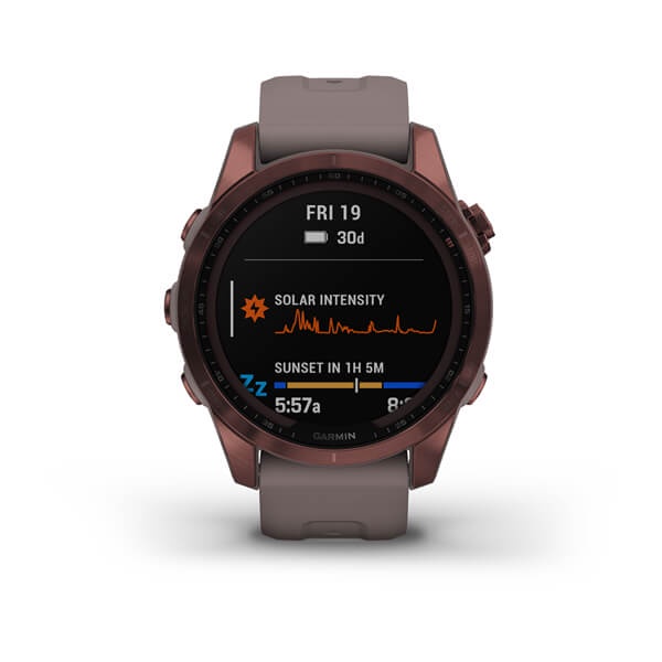 Đồng hồ thông minh Garmin Fenix 7S - Sapphire Solar, Dark Bronze Ti with Shale Gray Silicone Band