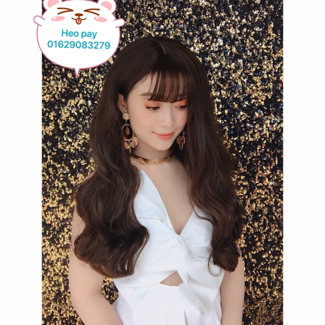 Tóc giả nữ cả đầu 🤡FREESHIP🤡Tóc giả nguyên đầu xoăn 50cm