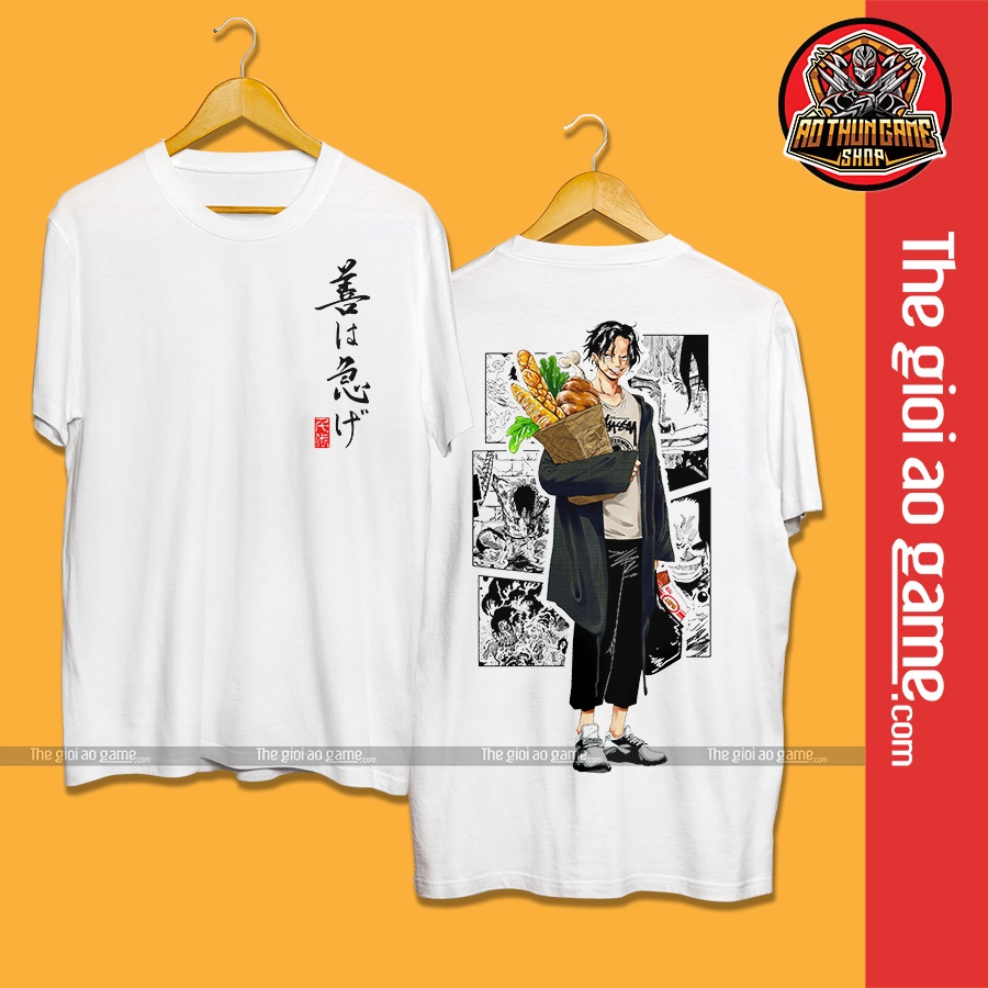 Áo one piece ace nam nữ Áo thun one piece ace trắng đen form rộng unisex cotton co giãn thoáng mát TGAG 03