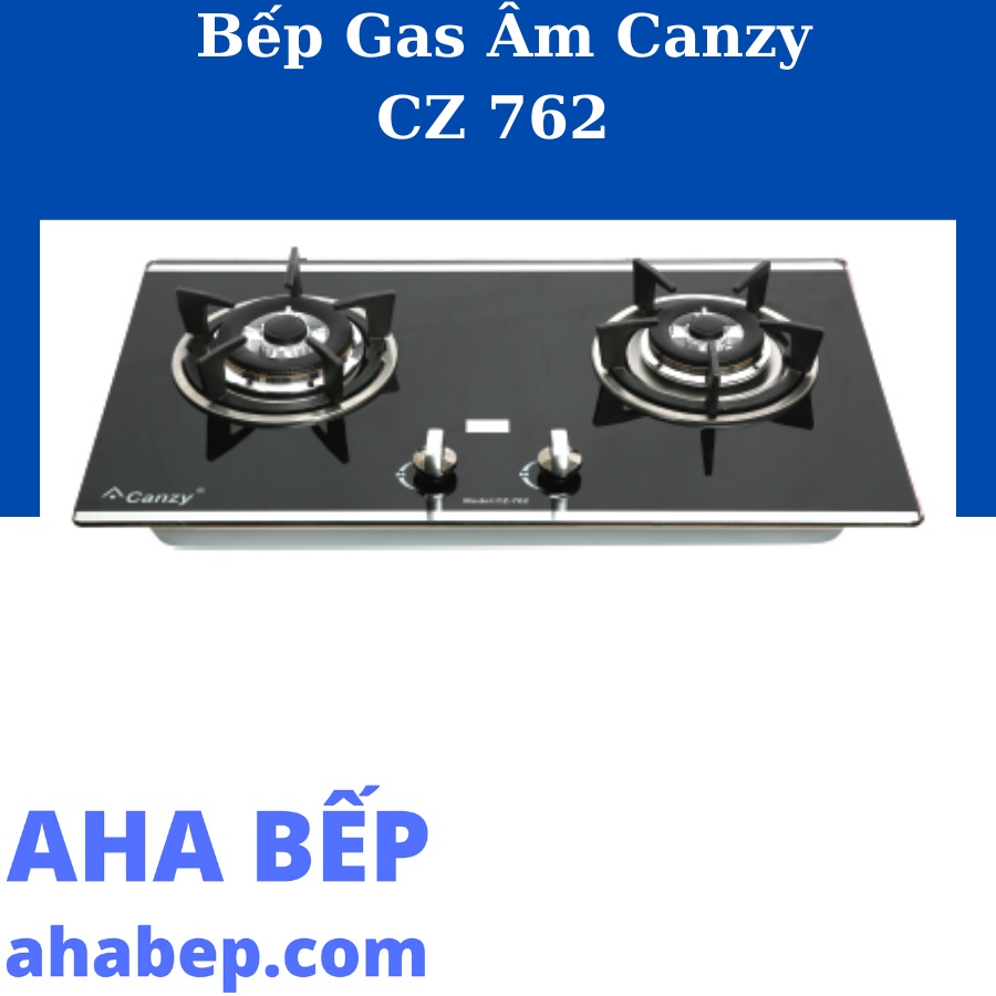 Bếp gas âm Canzy CZ-762 - Kính chịu lực 8mm, màu Đen, 2 bếp đun, Made in Italy