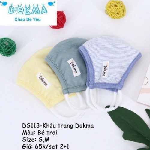 Sét khẩu trang chống khuẩn cho bé,  khẩu trang Dokma cho bé sét 3 cái