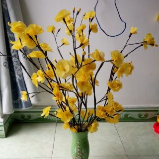 Hoa mai vàng trang trí Tết đầy đủ cánh,kẽm, thân, băng quấn