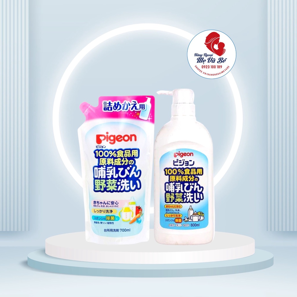 Nước rửa bình sữa và rau quả Pigeon NHẬT BẢN, nước rửa bình hữu cơ an toàn