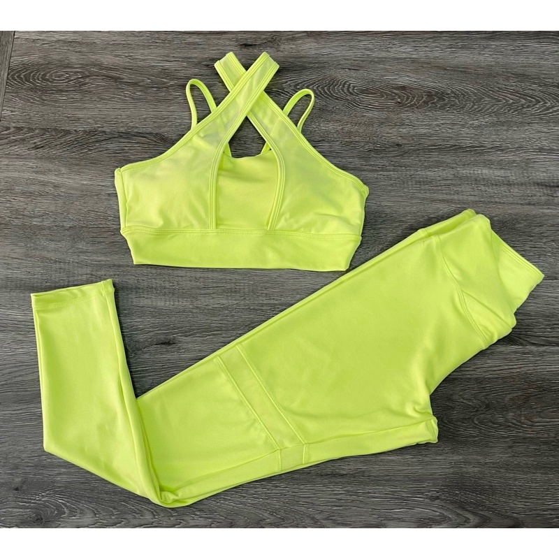 SET BỘ ĐỒ TẬP NỮ THUN CHÉO DÂY PHỐI LƯỚI GYM,THỂ THAO,YOGA