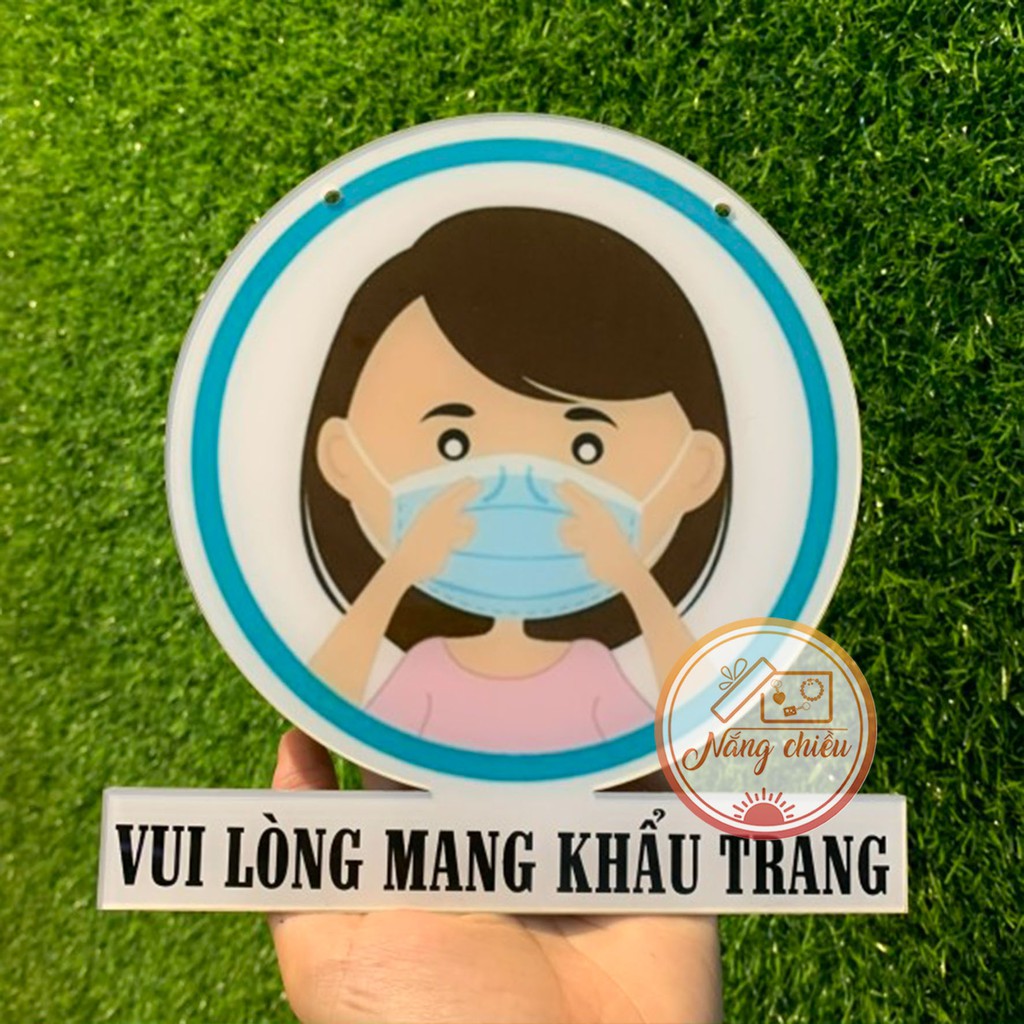 [GIÁ SIÊU RẺ] - Bảng hiệu mica với nội dung ghi chú - Vui lòng mang khẩu trang