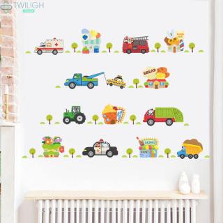 Giấy dán tường hình các loại xe xinh xắn cho phòng của trẻ em