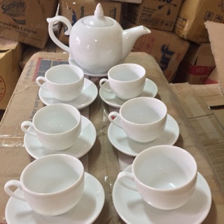 Bộ ấm chén sứ trắng Bát tràng