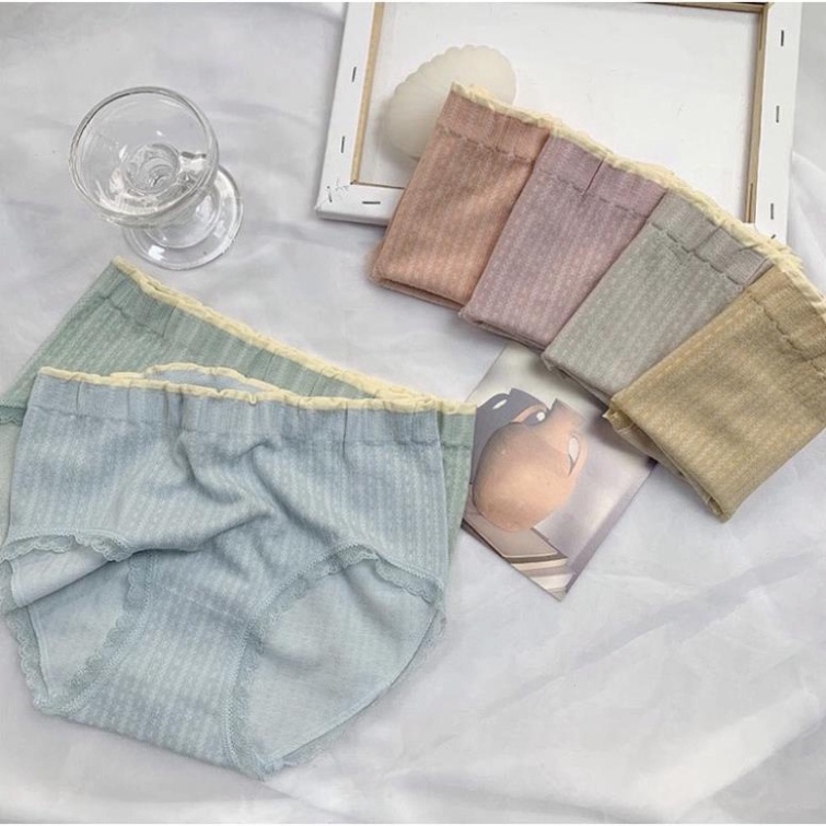 Quần lót nữ coton silip Cạp Cao Màng khử khuẩn ❄️ Nội y xanh chất đẹp deal xịn sexy