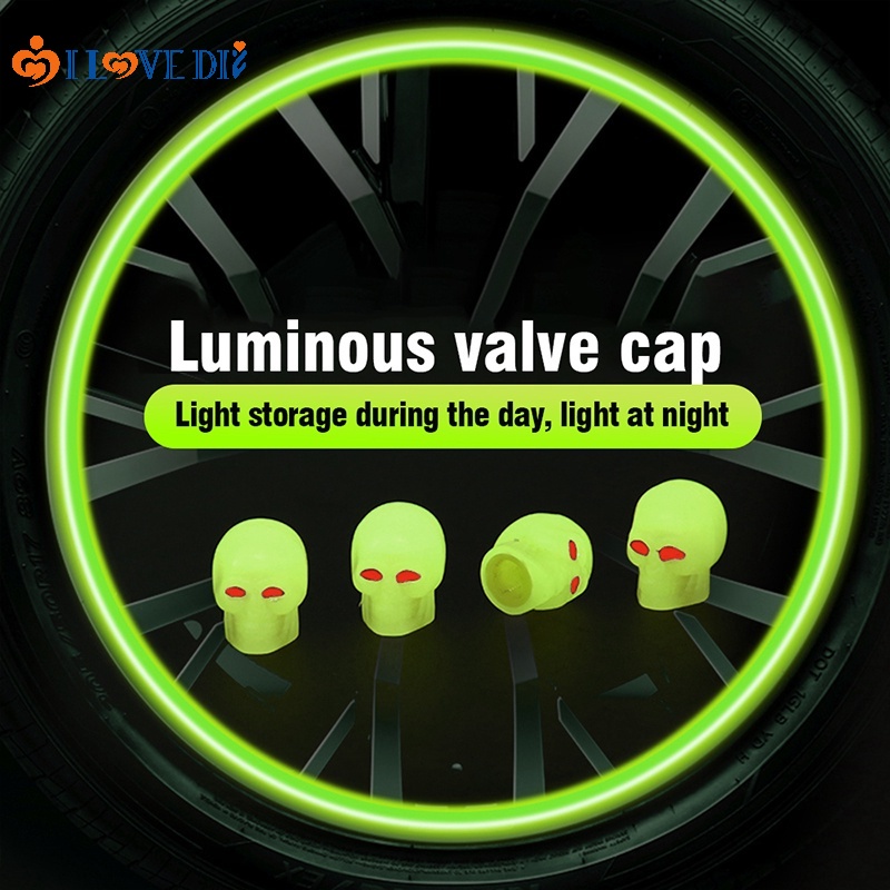 Vỏ Bọc Van Bánh Xe Hơi/ Xe Máy Hình Đầu Lâu Phản Quang Bằng ABS Chống Thấm Nước Độc Đáo