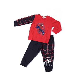 Bộ cotton thu đông hình Siêu nhân Nhện bắn tơ phối size 3-10T, cho bạn từ 12-30kg. Chất cotton dày dặn, đanh tay, đẹp