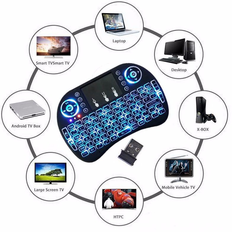 Bàn phím kiêm chuột bay UKB500 PRO, có đèn Led nền  Dành cho Android TV box, Smart TV, Laptop