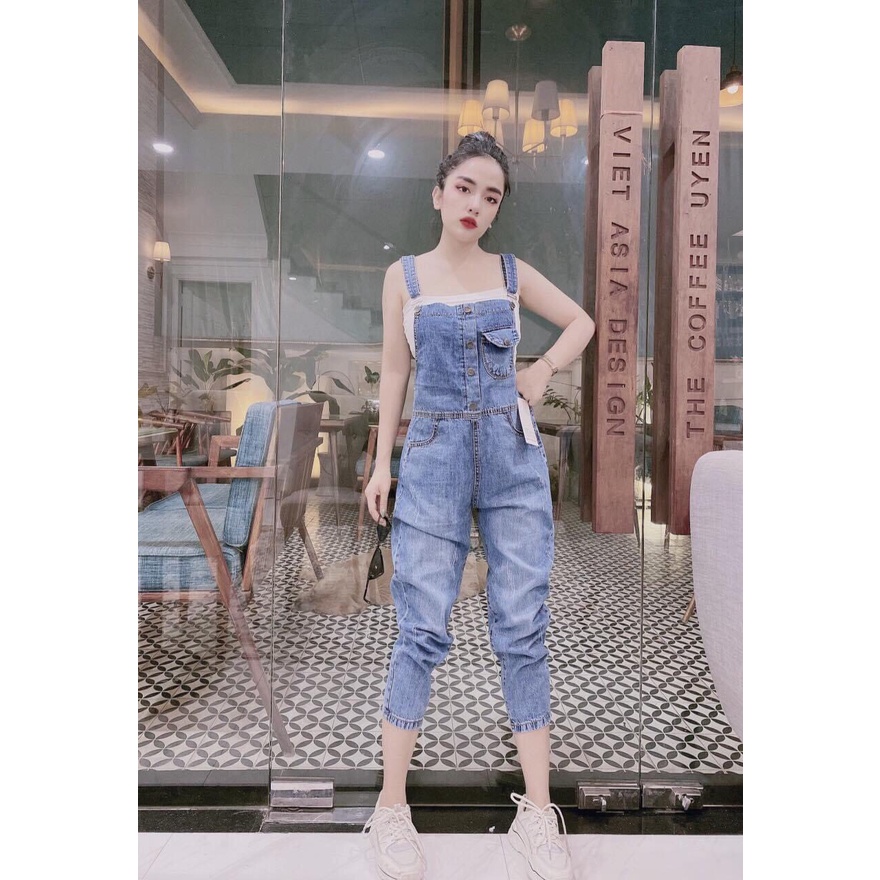 Yếm jeans dài Allen 5 nút phong cách trẻ trung hàn quốc Allen01
