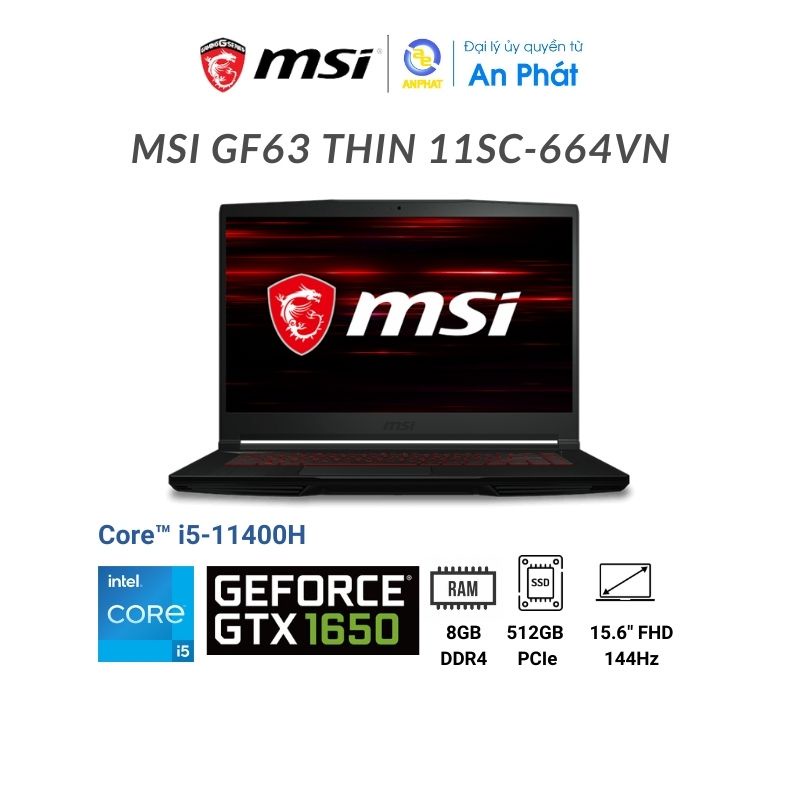 Laptop MSI GF63 Thin 11SC-664VN (Core™ i5-11400H &amp; GTX 1650)