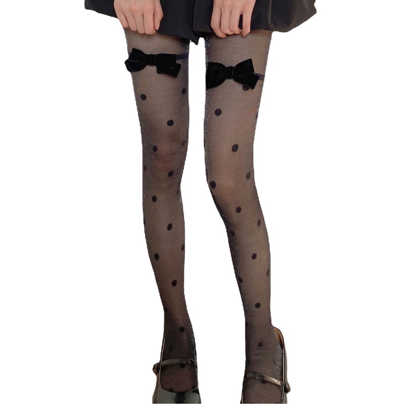 Quần Tất Nhung Mỏng Họa Tiết Chấm Bi Gợi Cảm Cho Nữ