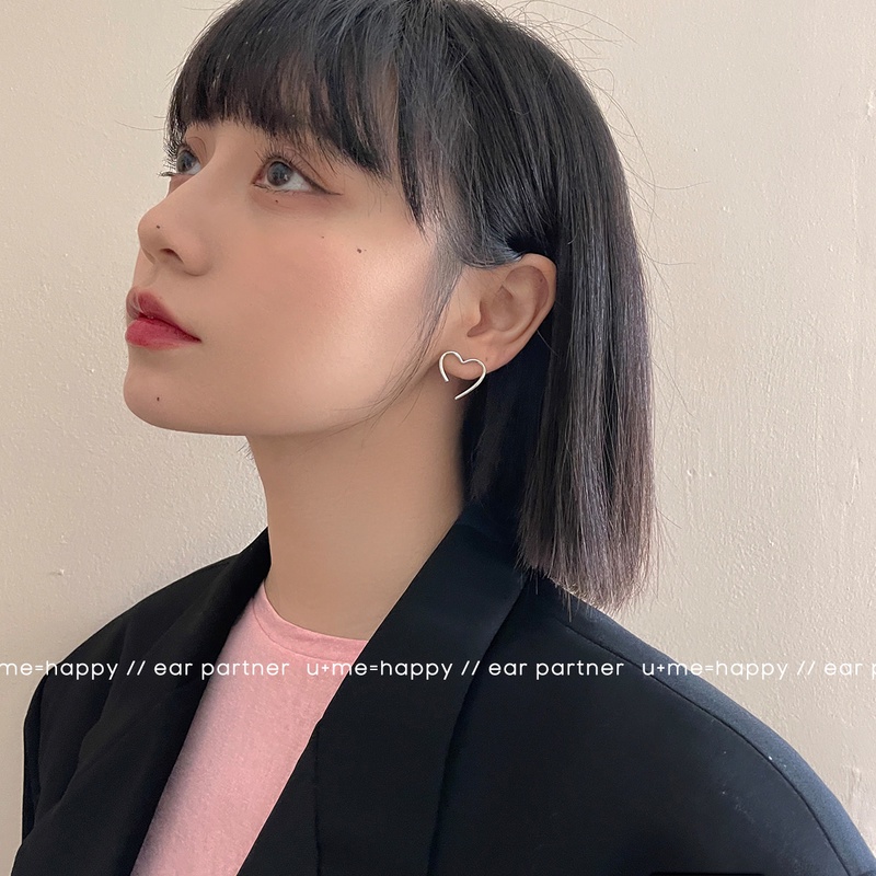 Bông tai mạ bạc S925 hình trái tim đơn giản