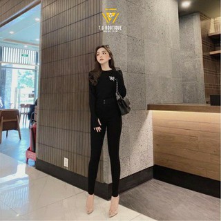 Quần Legging Nữ, Quần Legging Cạp Cao Gen Bụng 2 Khuy Có Khóa Co Dãn 4 Chiều,Full hộp HM - Đủ Size Từ 40 - 72kg ( H01 )