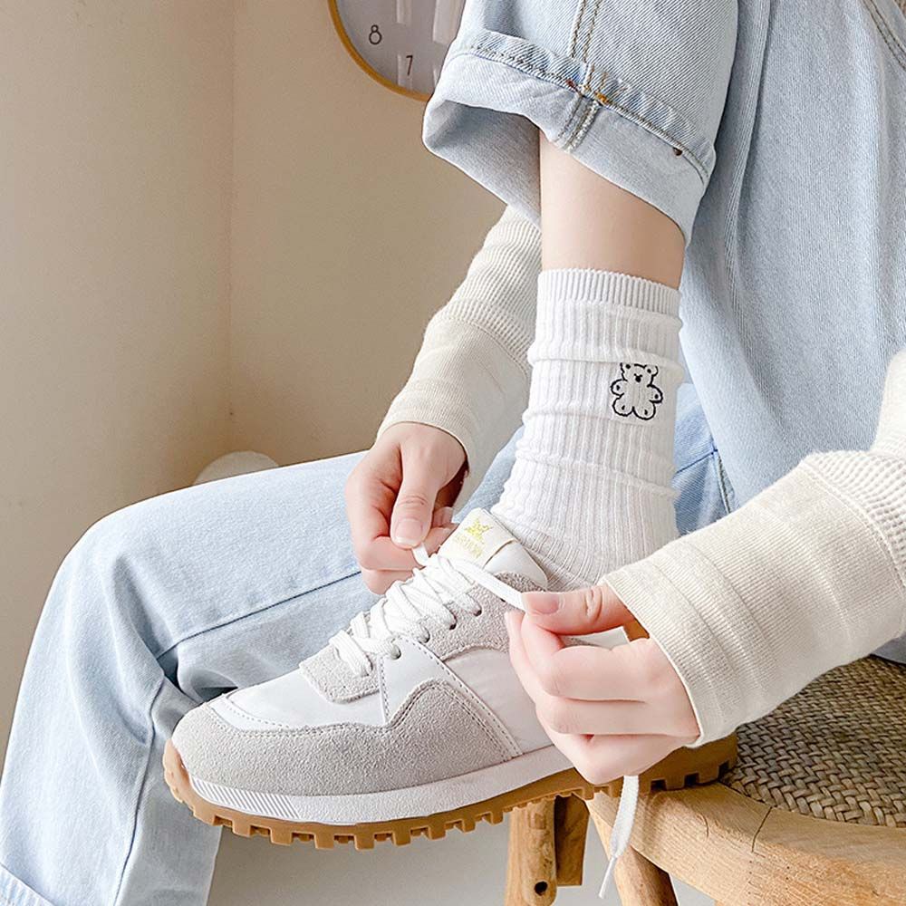 Vớ cotton cổ cao thêu họa tiết hoạt hình phong cách Hàn Quốc thời trang cho nữ
