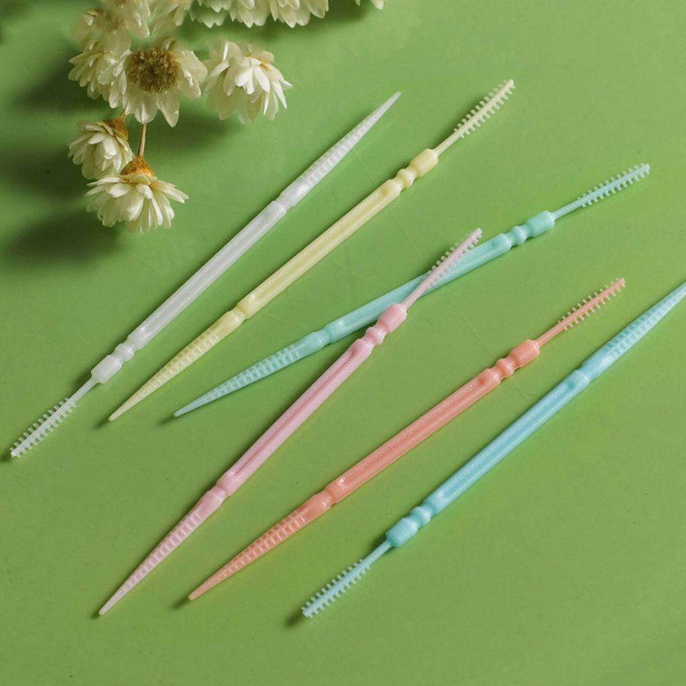 Set 100 Bàn Chải Kẽ Răng AARON1 Hai Đầu Bằng Nhựa Siêu Mềm Nhiều Màu Sắc Dùng Một Lần