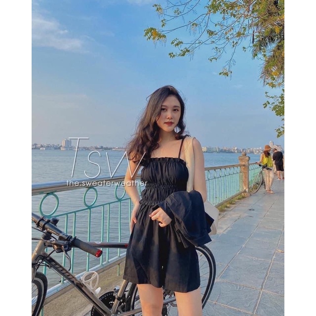 SET 3 MÓN JUMPSUIT 🦋 Set Áo Vest + Hai Dây Nhún +Quần Short nữ 🦋 Trắng Đen Xanh | BigBuy360 - bigbuy360.vn